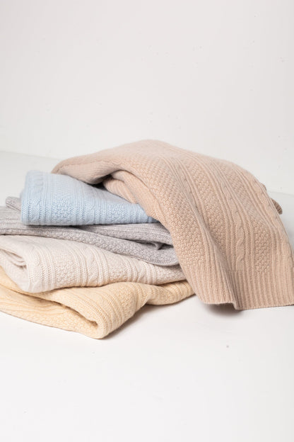 CABLE CASHMERE BABY BLANKET