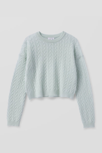 CHRISSY CROPPED CABLE KNIT SWEATER