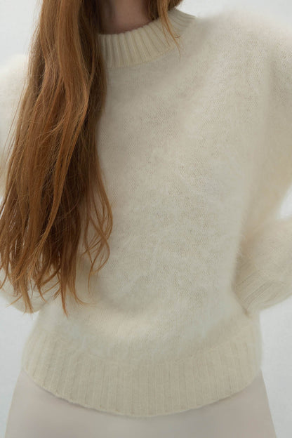 FEDERICA BRUSHED CASHMERE CREWNECK