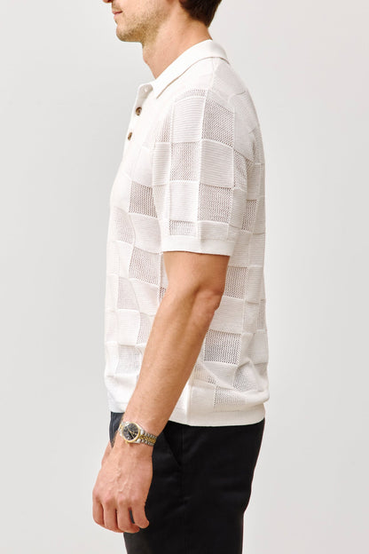 BRADLEY COTTON CASHMERE CHECKERED POLO