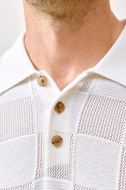 BRADLEY COTTON CASHMERE CHECKERED POLO