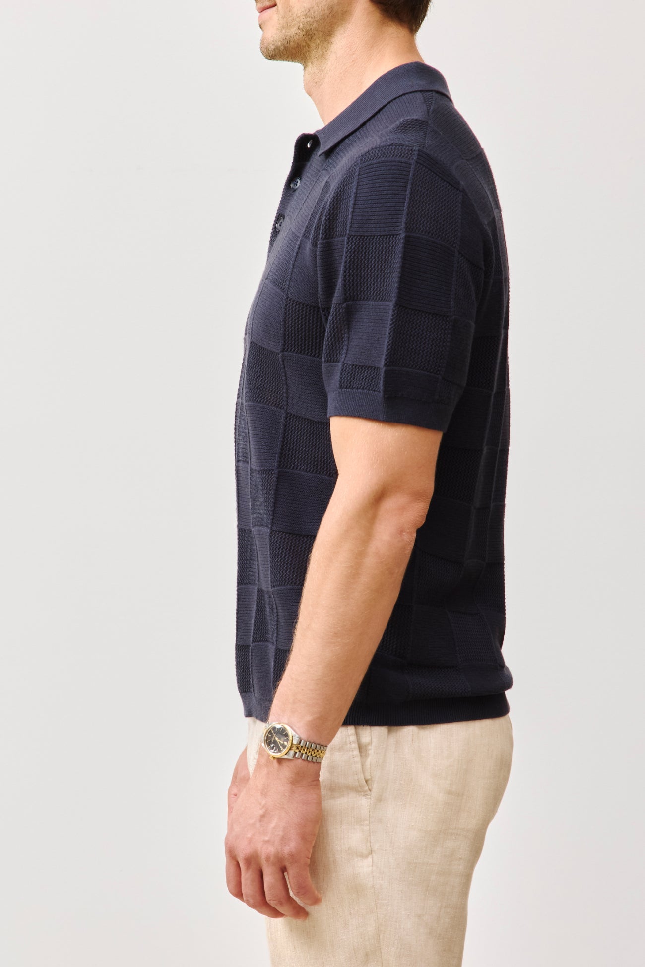 BRADLEY COTTON CASHMERE CHECKERED POLO